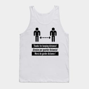 Thanks for keeping distance! (Corona Virus / Multilingual / Black) Tank Top